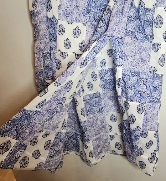 J. Crew Side-slit Purple Patchwork Pull On Maxi Skirt Cotton Size 3X