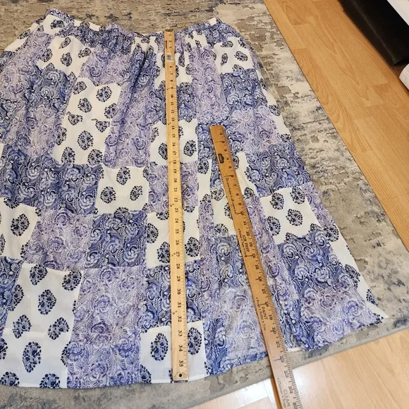 J. Crew Side-slit Purple Patchwork Pull On Maxi Skirt Cotton Size 3X