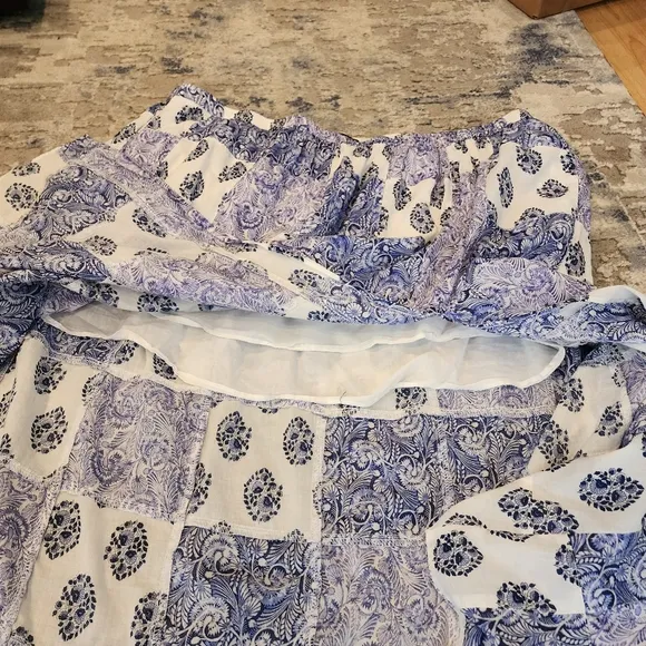 J. Crew Side-slit Purple Patchwork Pull On Maxi Skirt Cotton Size 3X