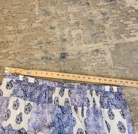 J. Crew Side-slit Purple Patchwork Pull On Maxi Skirt Cotton Size 3X