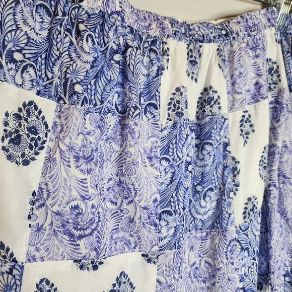 J. Crew Side-slit Purple Patchwork Pull On Maxi Skirt Cotton Size 3X