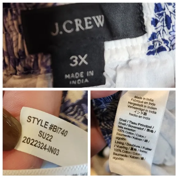 J. Crew Side-slit Purple Patchwork Pull On Maxi Skirt Cotton Size 3X