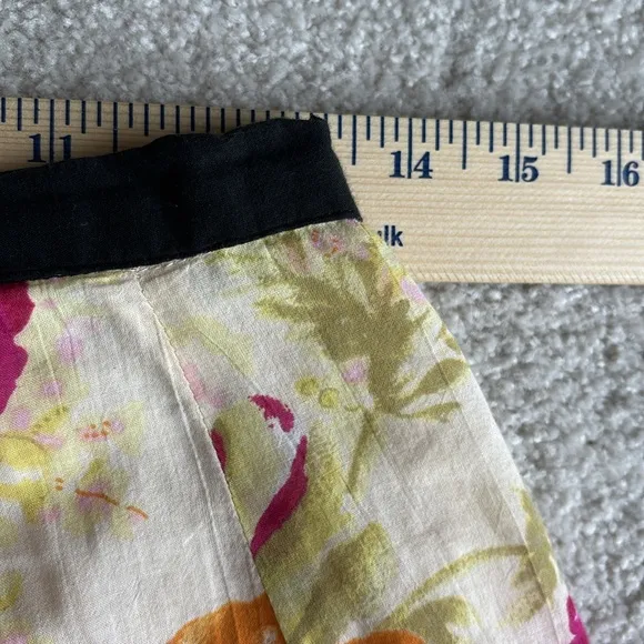 J. Peterman Company Yellow Pink Floral Full Skirt Lined Cotton Women’s Size 2