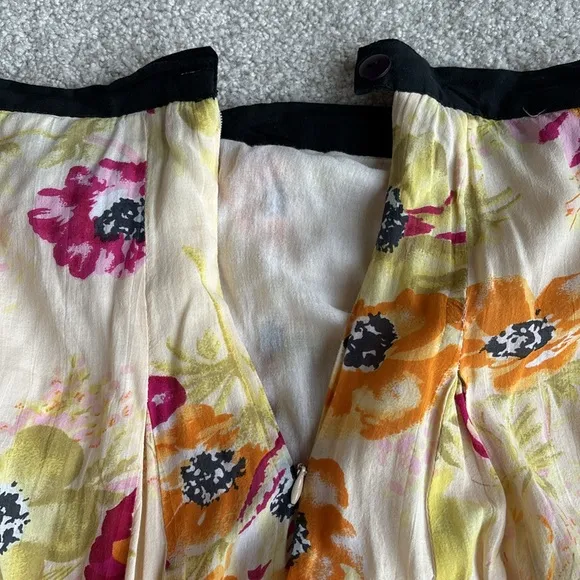 J. Peterman Company Yellow Pink Floral Full Skirt Lined Cotton Women’s Size 2