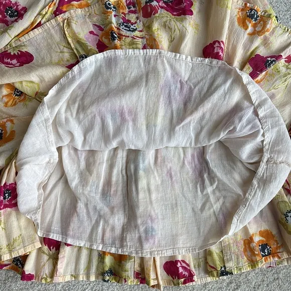 J. Peterman Company Yellow Pink Floral Full Skirt Lined Cotton Women’s Size 2