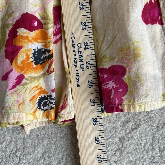 J. Peterman Company Yellow Pink Floral Full Skirt Lined Cotton Women’s Size 2