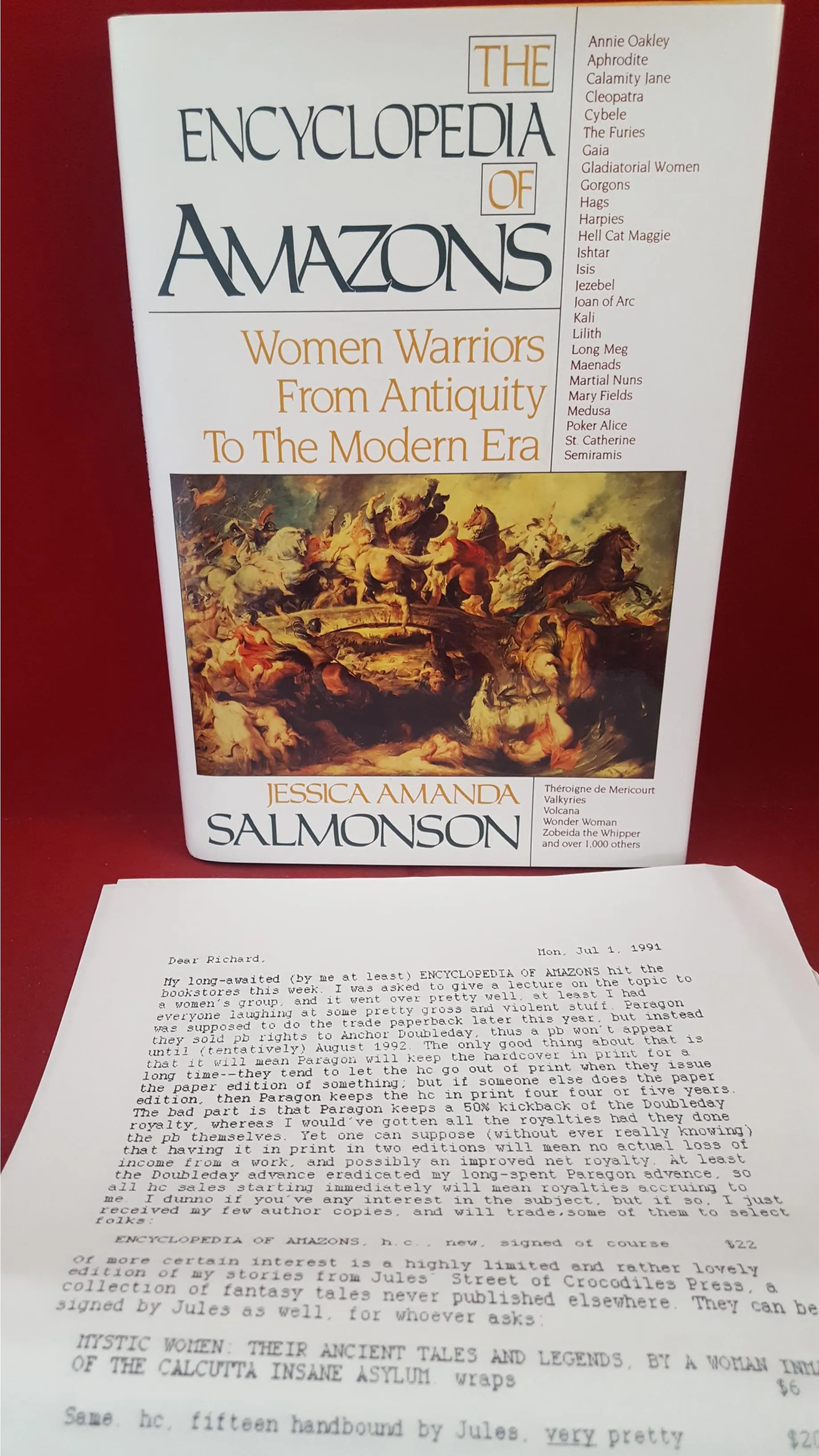 Jessica Amanda Salmonson-The Encyclopedia Of Amazons, Paragon, 1991, 1st, Signed