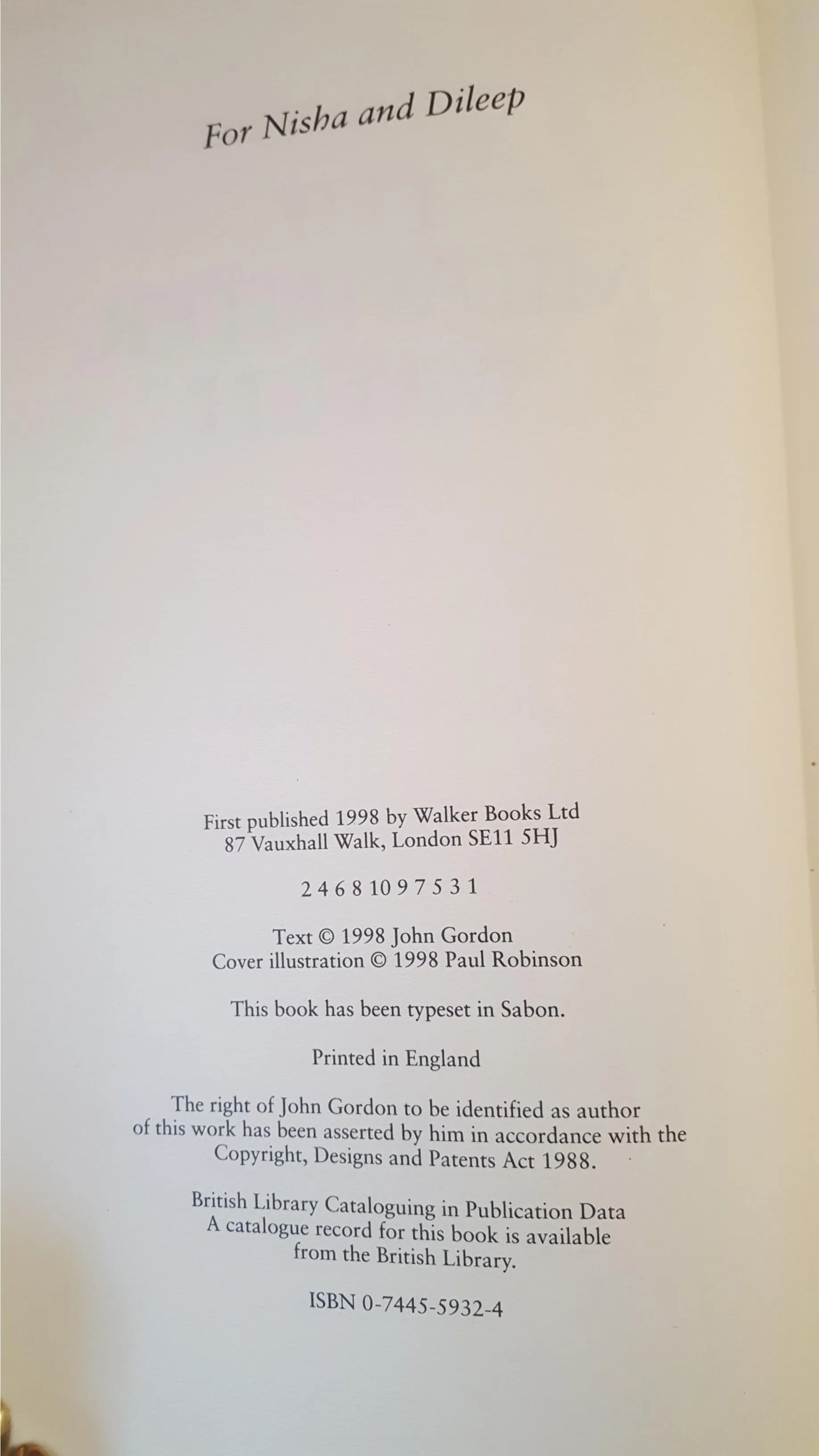John Gordon - The Midwinter Watch, Walker Books, 1998, 1st, Letter