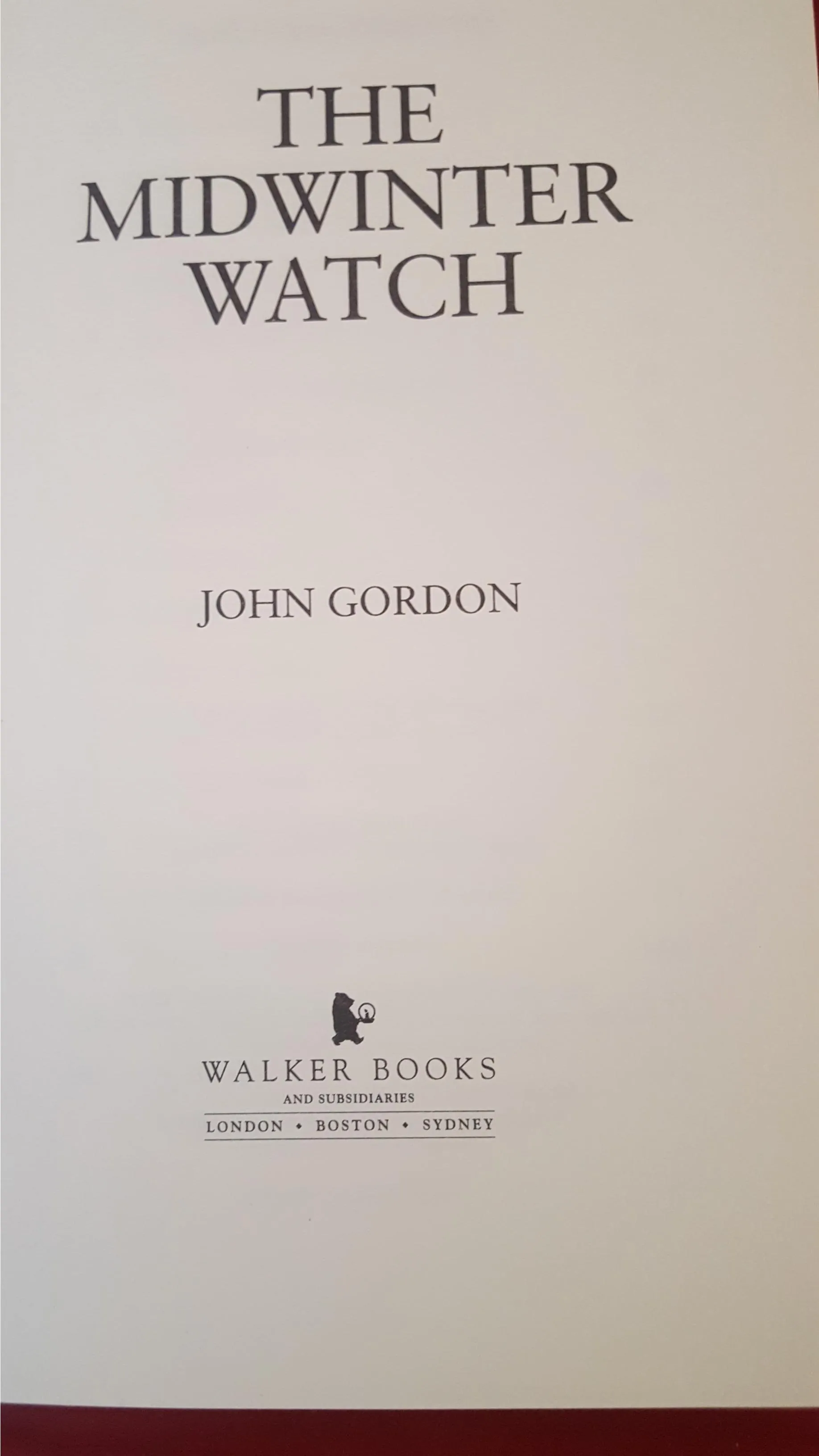 John Gordon - The Midwinter Watch, Walker Books, 1998, 1st, Letter