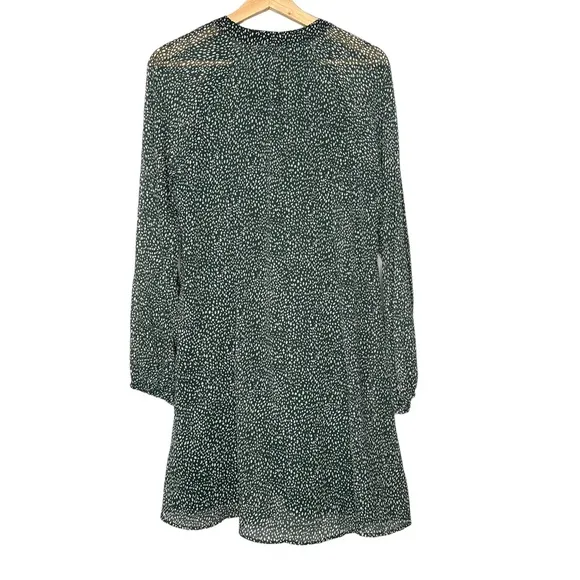 JOIE Green Artic Animal Print Green Dot Balloon Sleeve Dress