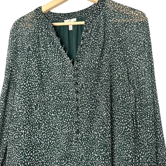 JOIE Green Artic Animal Print Green Dot Balloon Sleeve Dress
