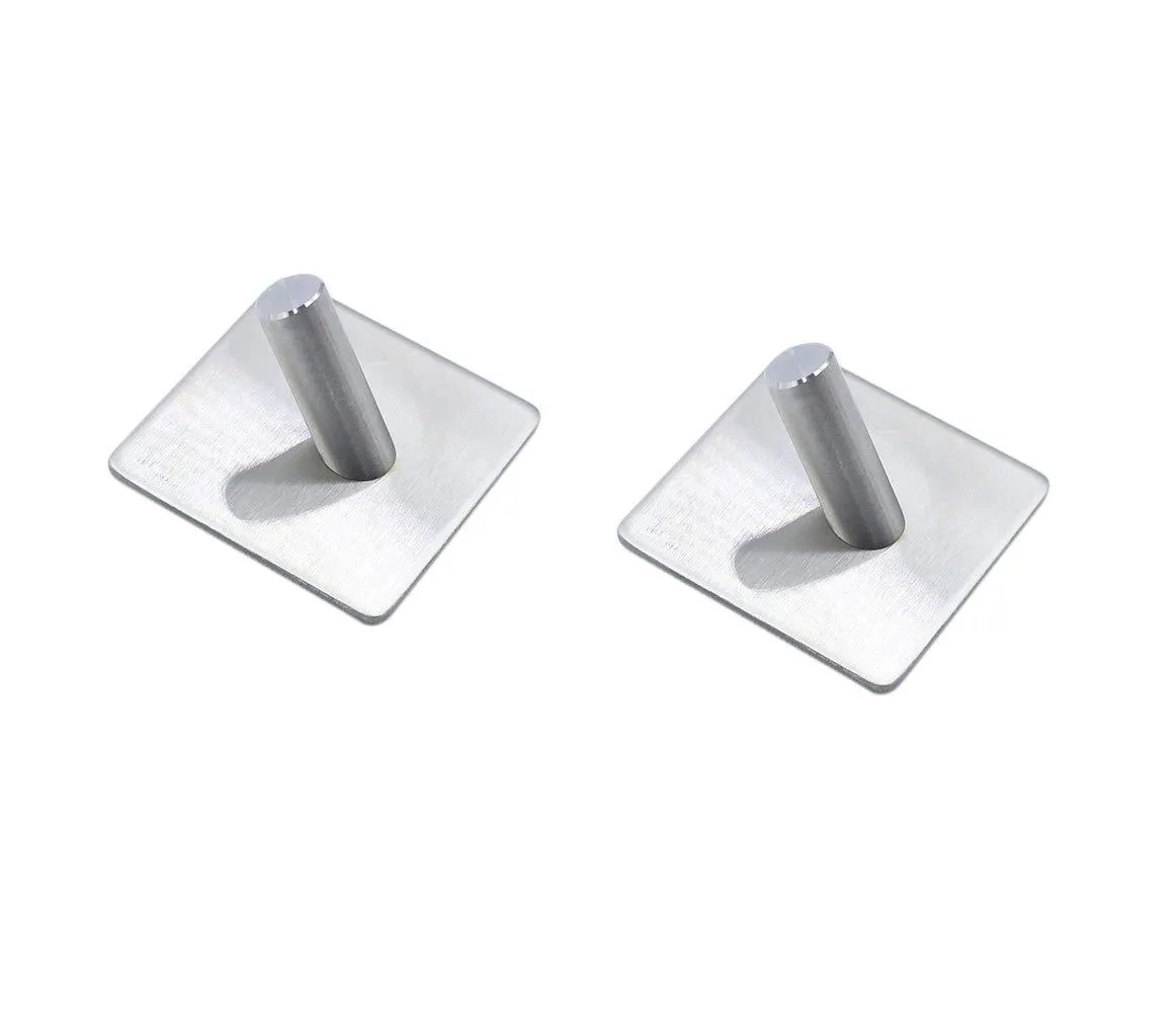 Karcy 2pcs 304 Stainless Steel Waterproof Wall Mounted 3M Self Adhesive Hook for Bathroom, Living Room, Kitchen