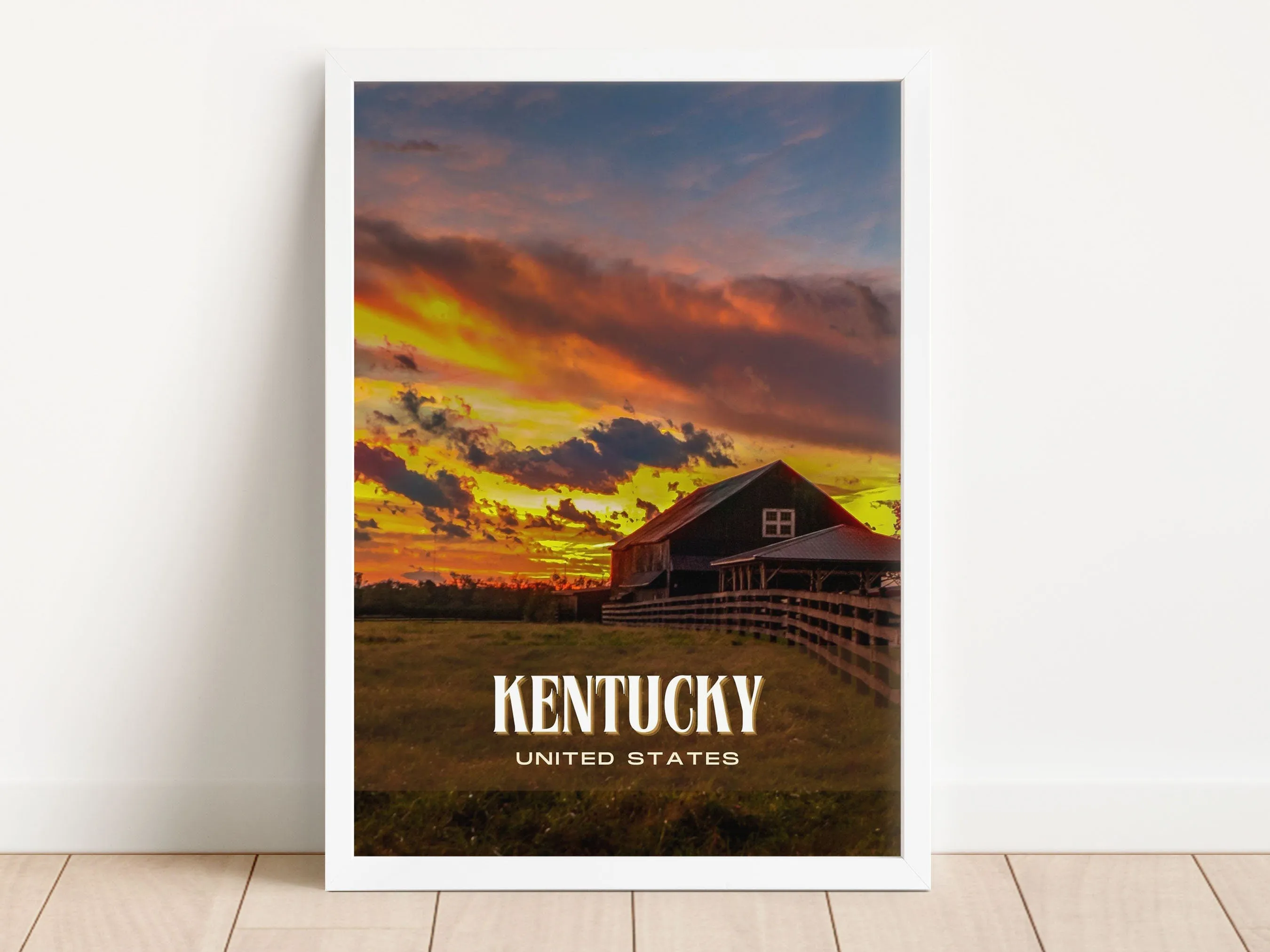 Kentucky Retro Wall Art, USA