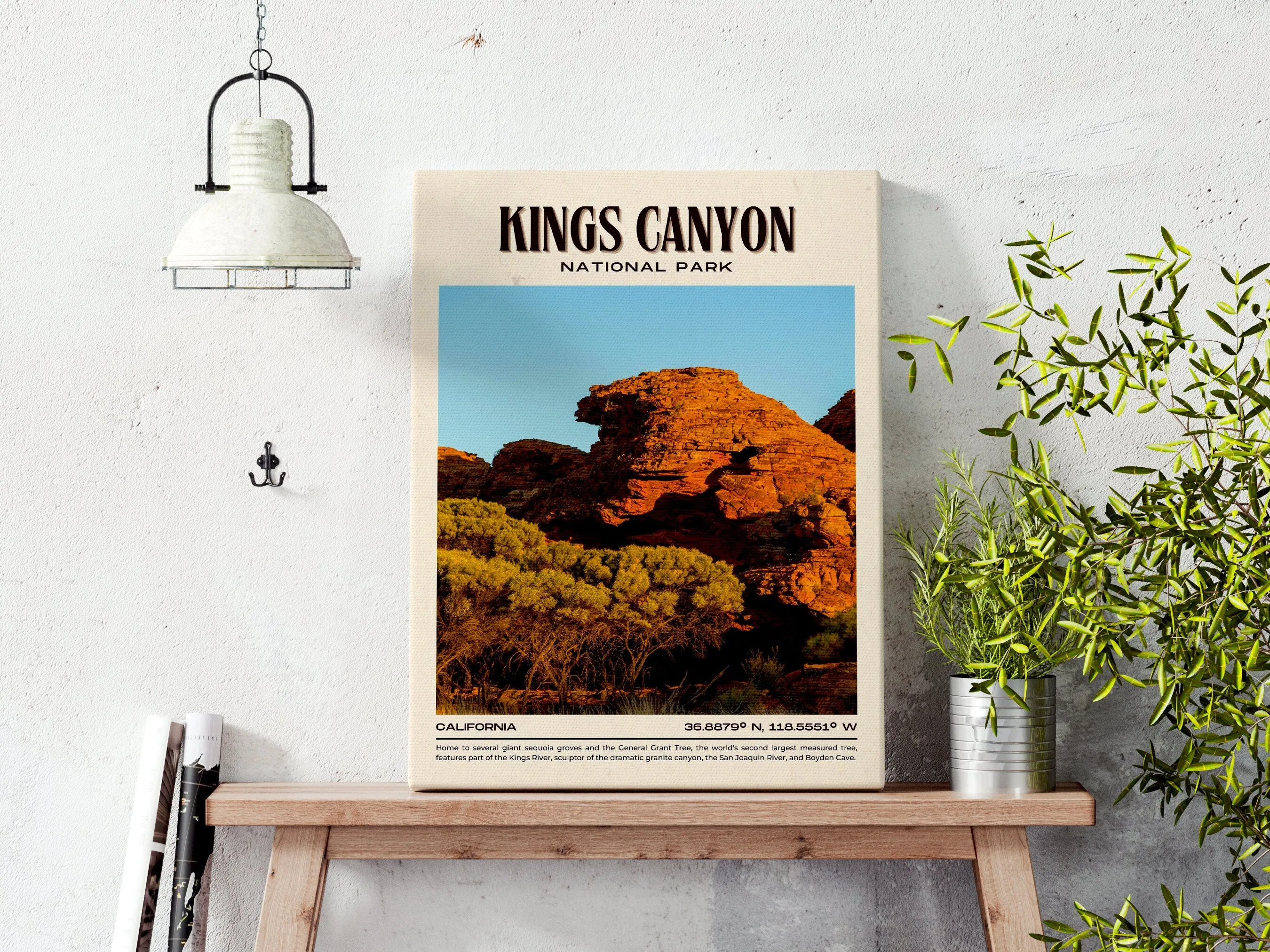 Kings Canyon National Park Retro Wall Art, California, USA