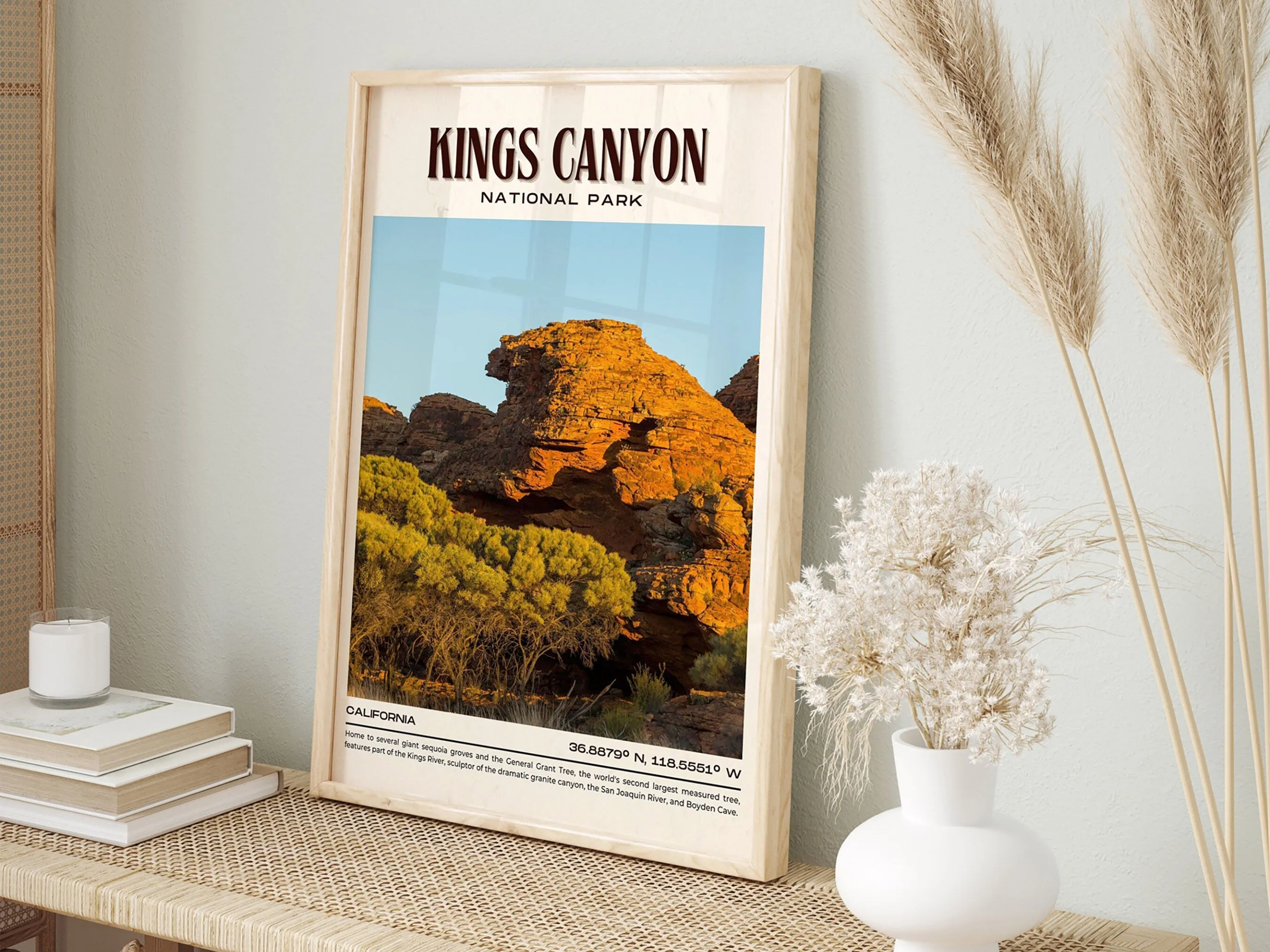 Kings Canyon National Park Retro Wall Art, California, USA