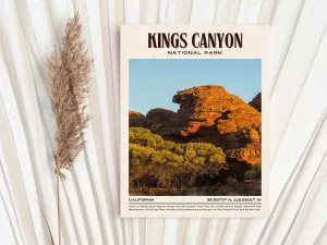 Kings Canyon National Park Retro Wall Art, California, USA
