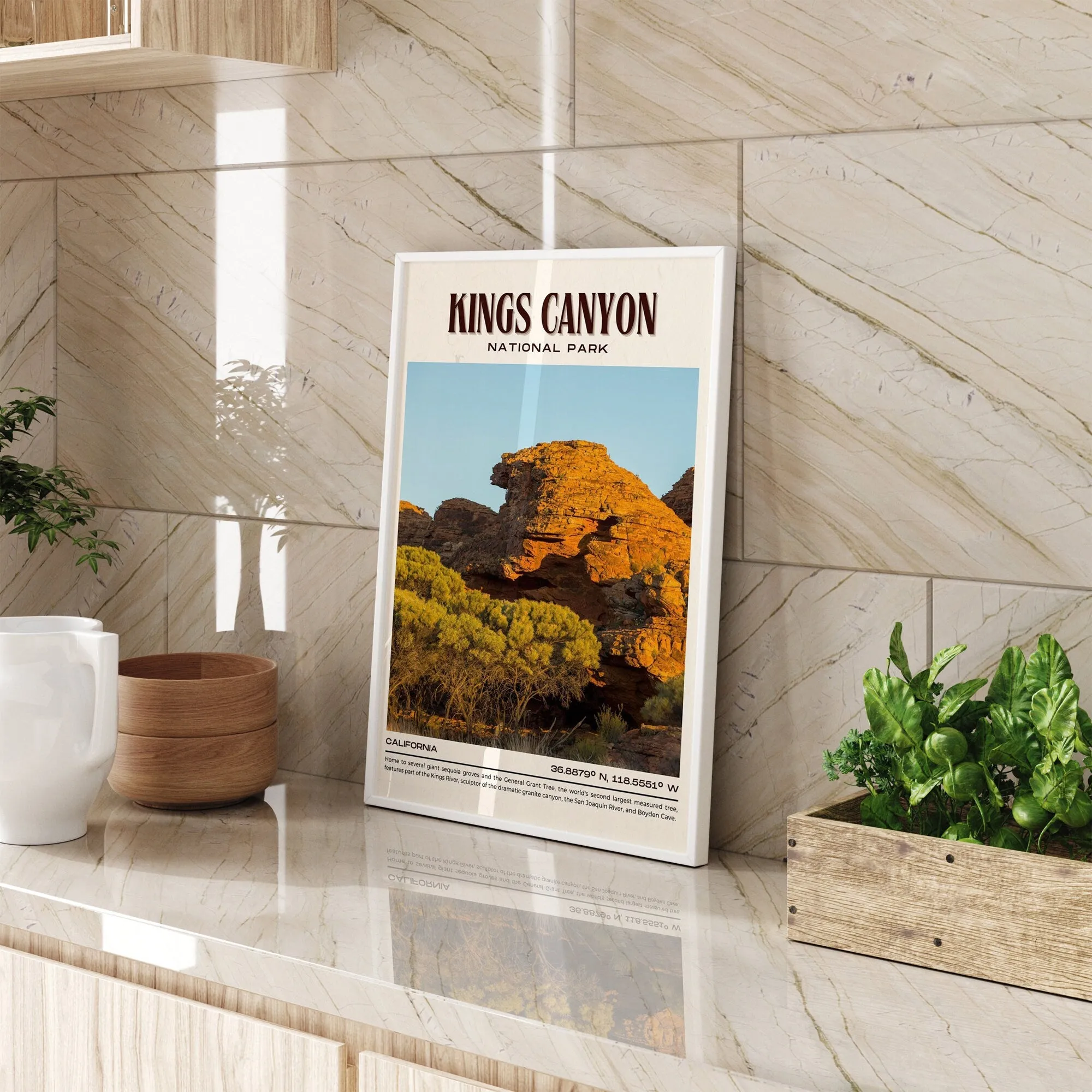 Kings Canyon National Park Retro Wall Art, California, USA