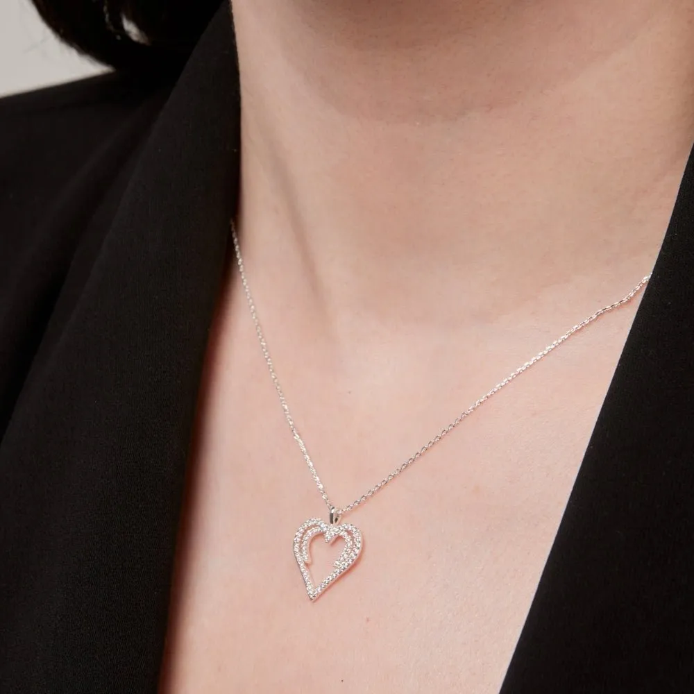 Knight & Day Silver Hidden Heart Necklace Q466NAP