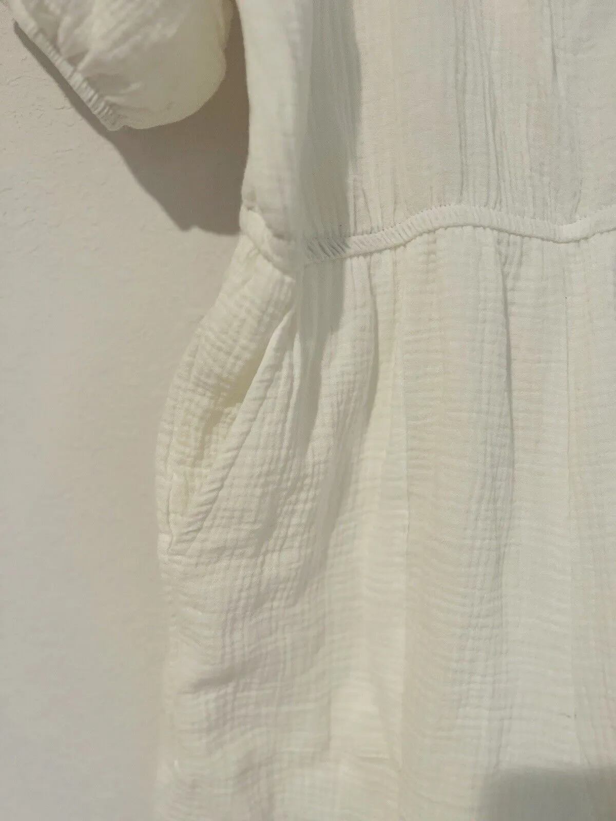 KNOX ROSE Romper Sz L Short Sleeve 100% Cotton Gauze Shorts One Piece Boho