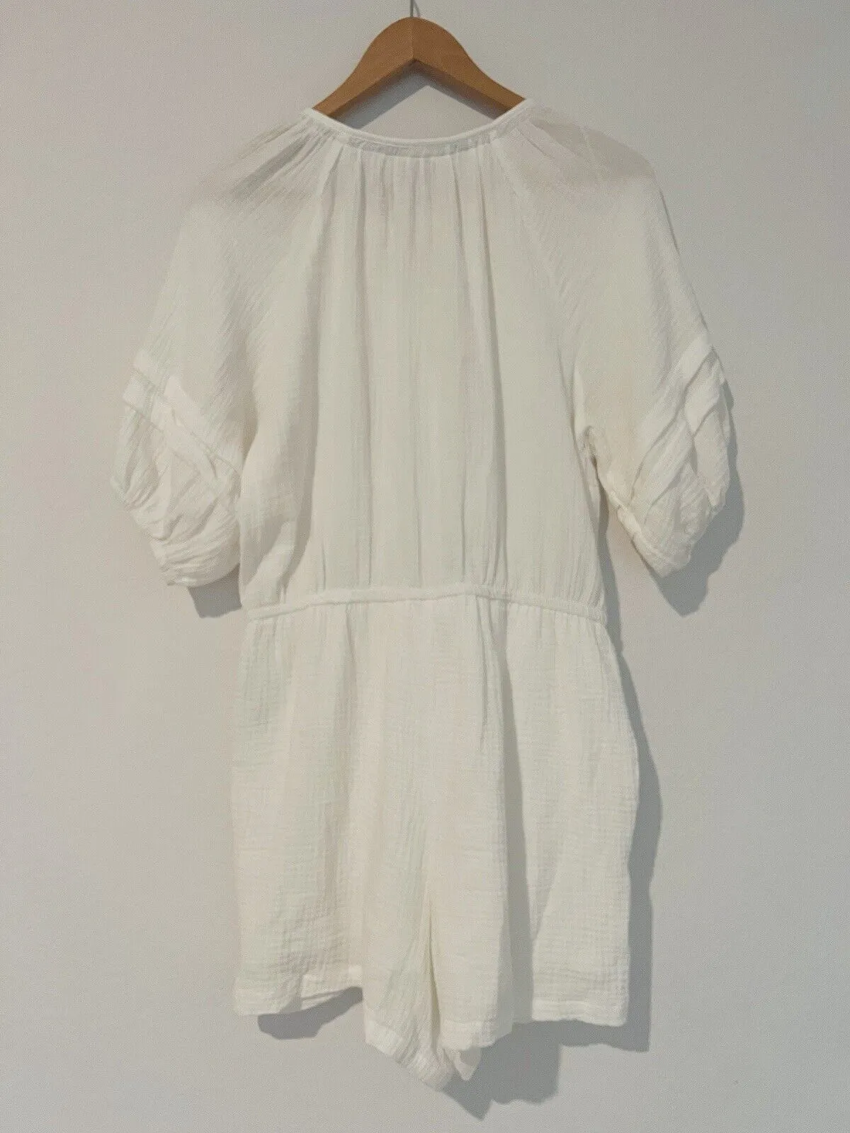 KNOX ROSE Romper Sz L Short Sleeve 100% Cotton Gauze Shorts One Piece Boho