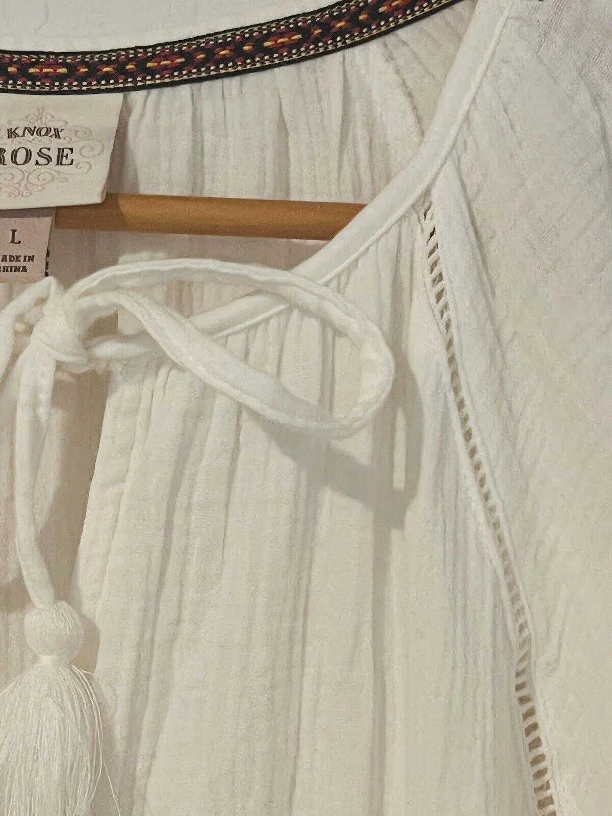 KNOX ROSE Romper Sz L Short Sleeve 100% Cotton Gauze Shorts One Piece Boho