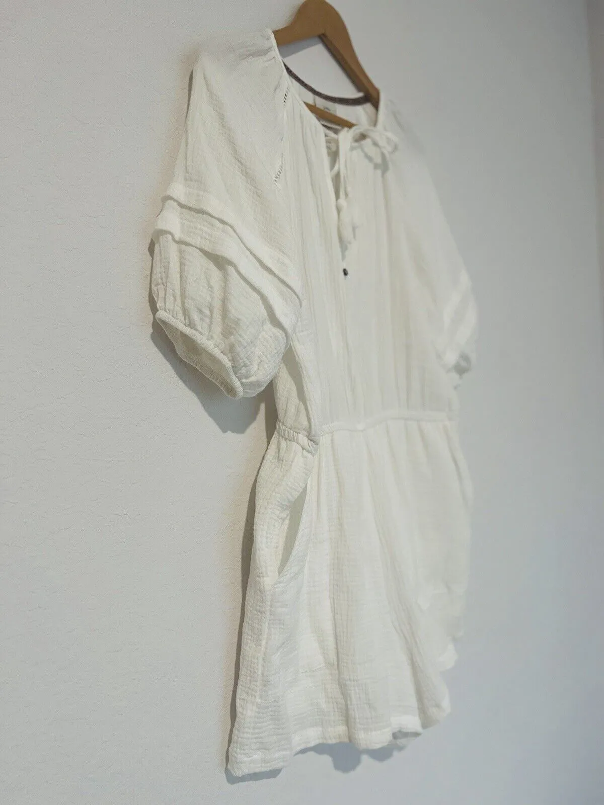 KNOX ROSE Romper Sz L Short Sleeve 100% Cotton Gauze Shorts One Piece Boho