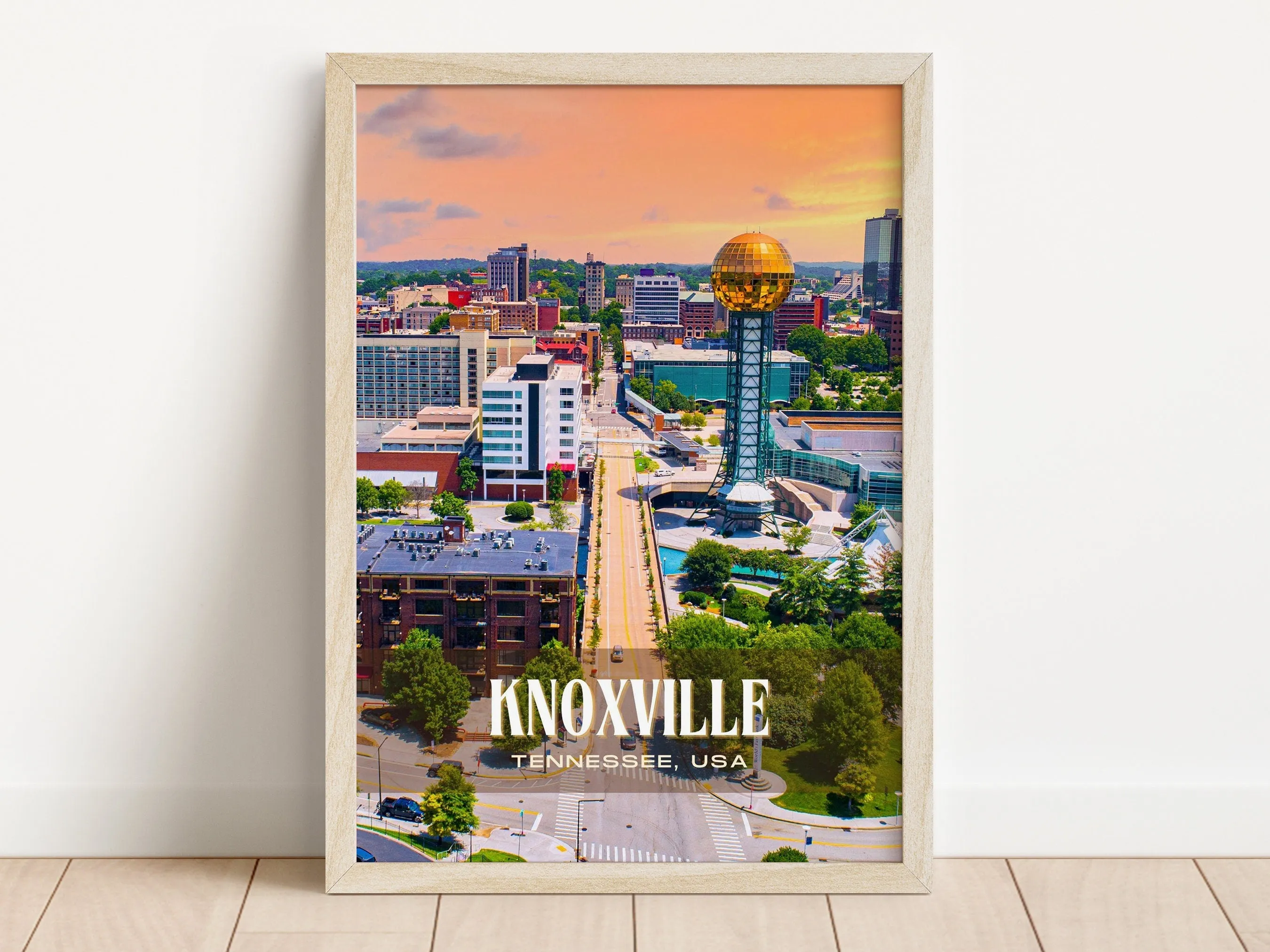 Knoxville Retro Wall Art, Tennessee, USA