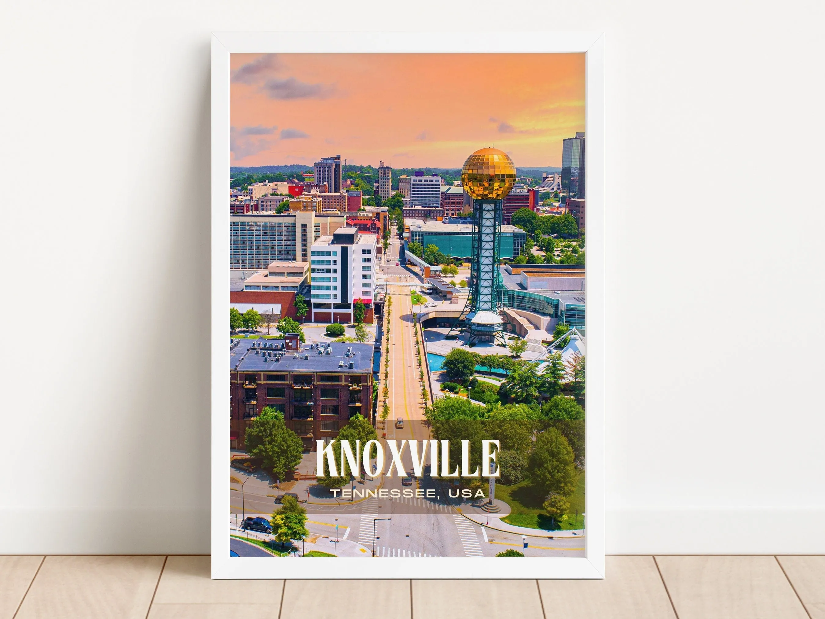 Knoxville Retro Wall Art, Tennessee, USA