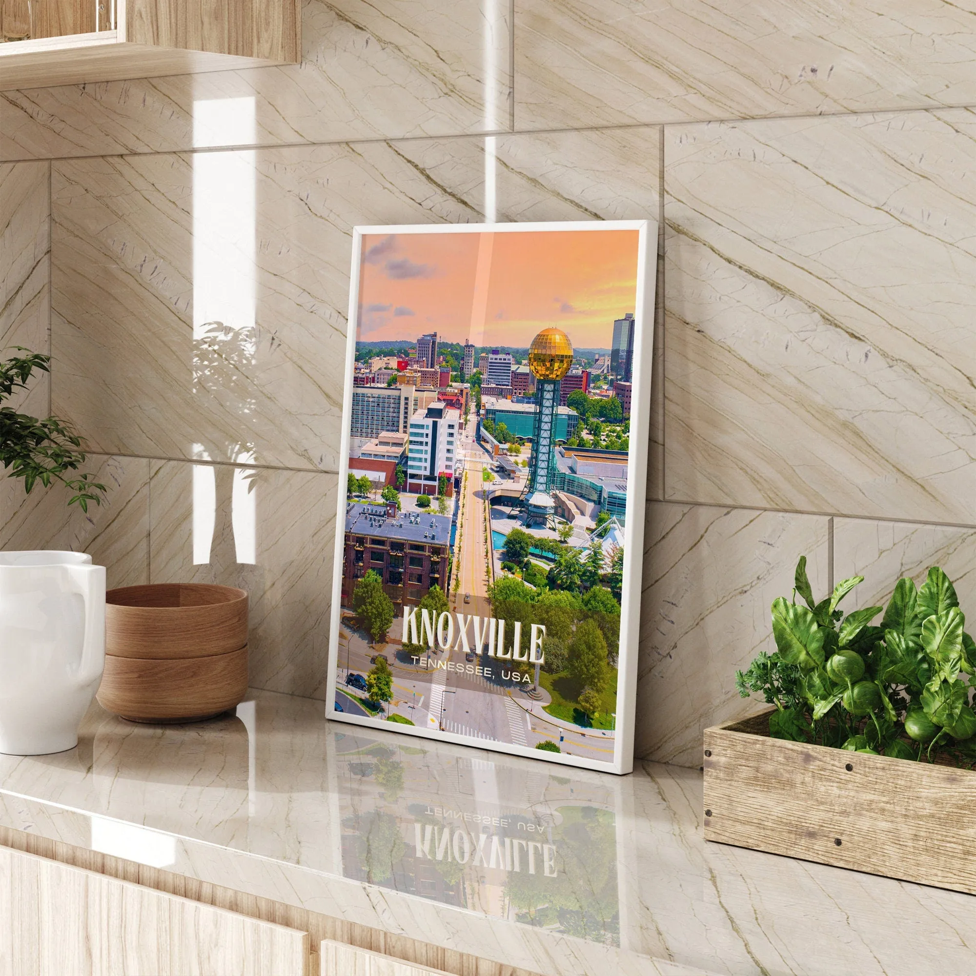 Knoxville Retro Wall Art, Tennessee, USA