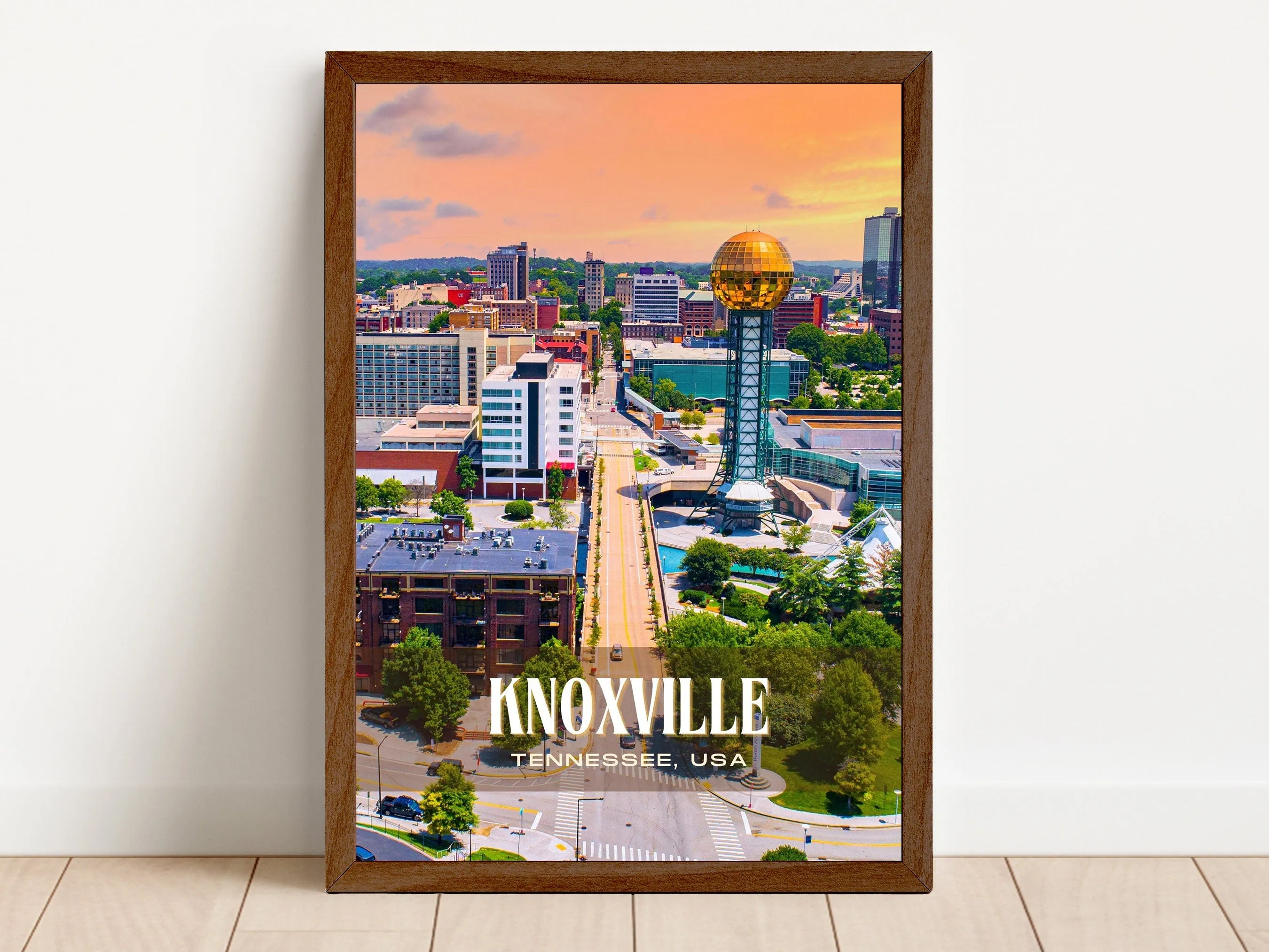 Knoxville Retro Wall Art, Tennessee, USA