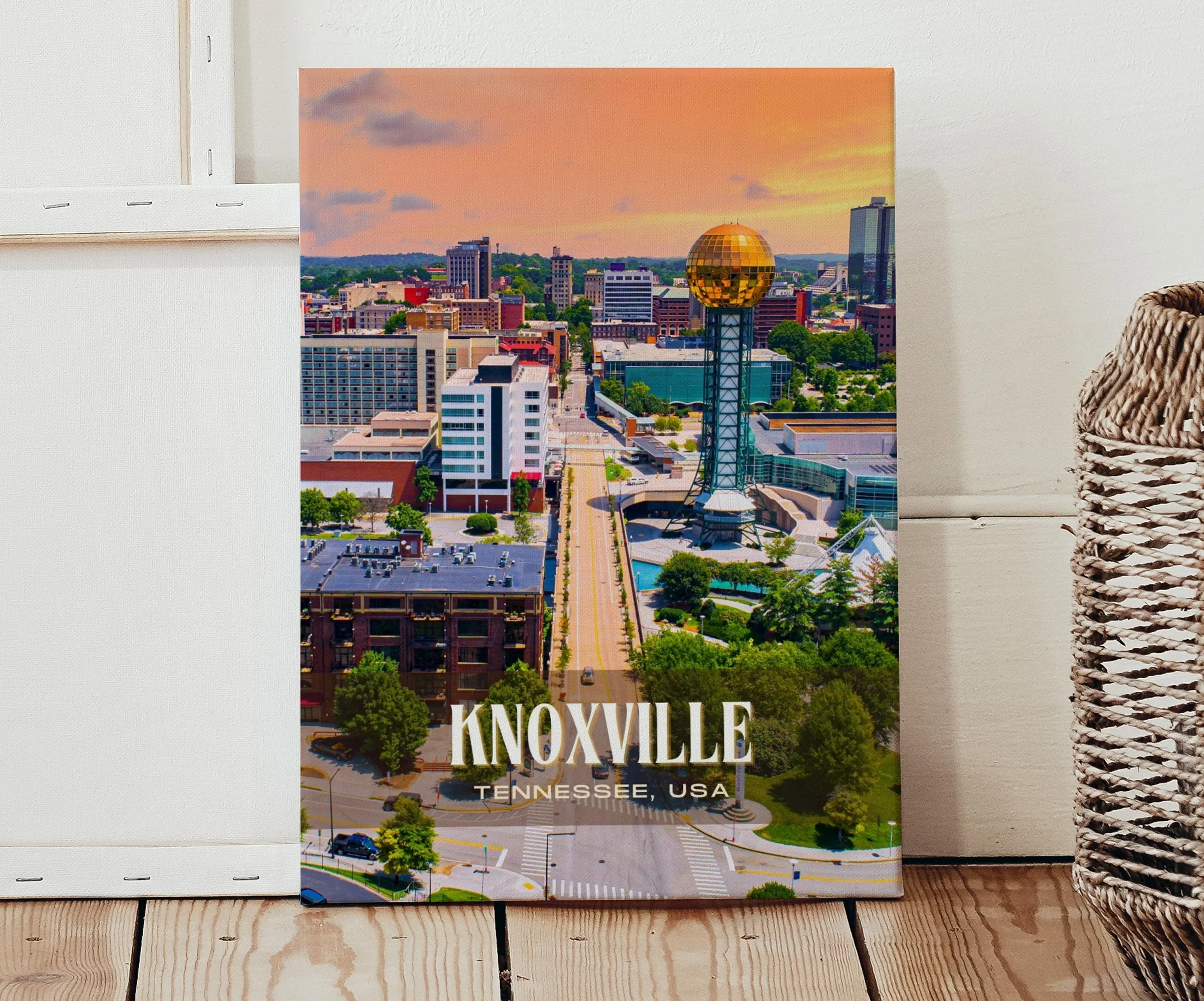 Knoxville Retro Wall Art, Tennessee, USA