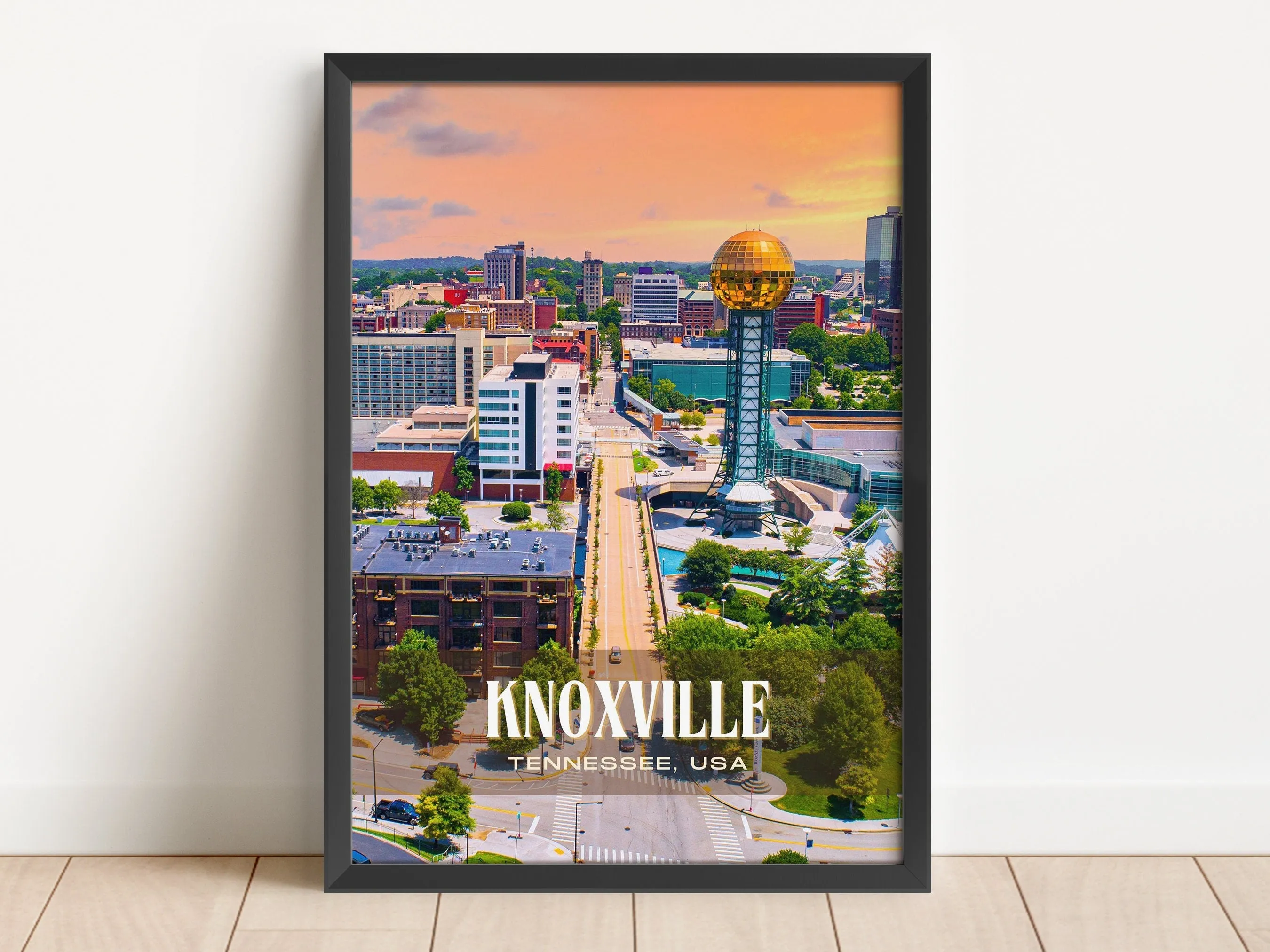 Knoxville Retro Wall Art, Tennessee, USA
