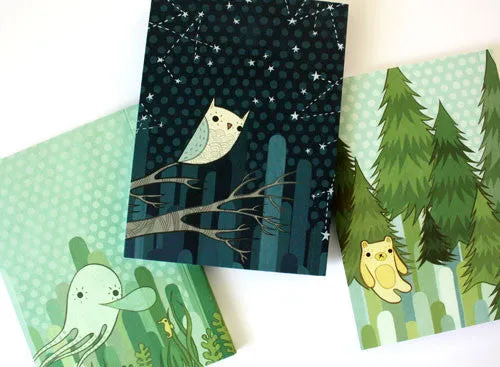 Land-Air-Water Set of 3 Mini Journals