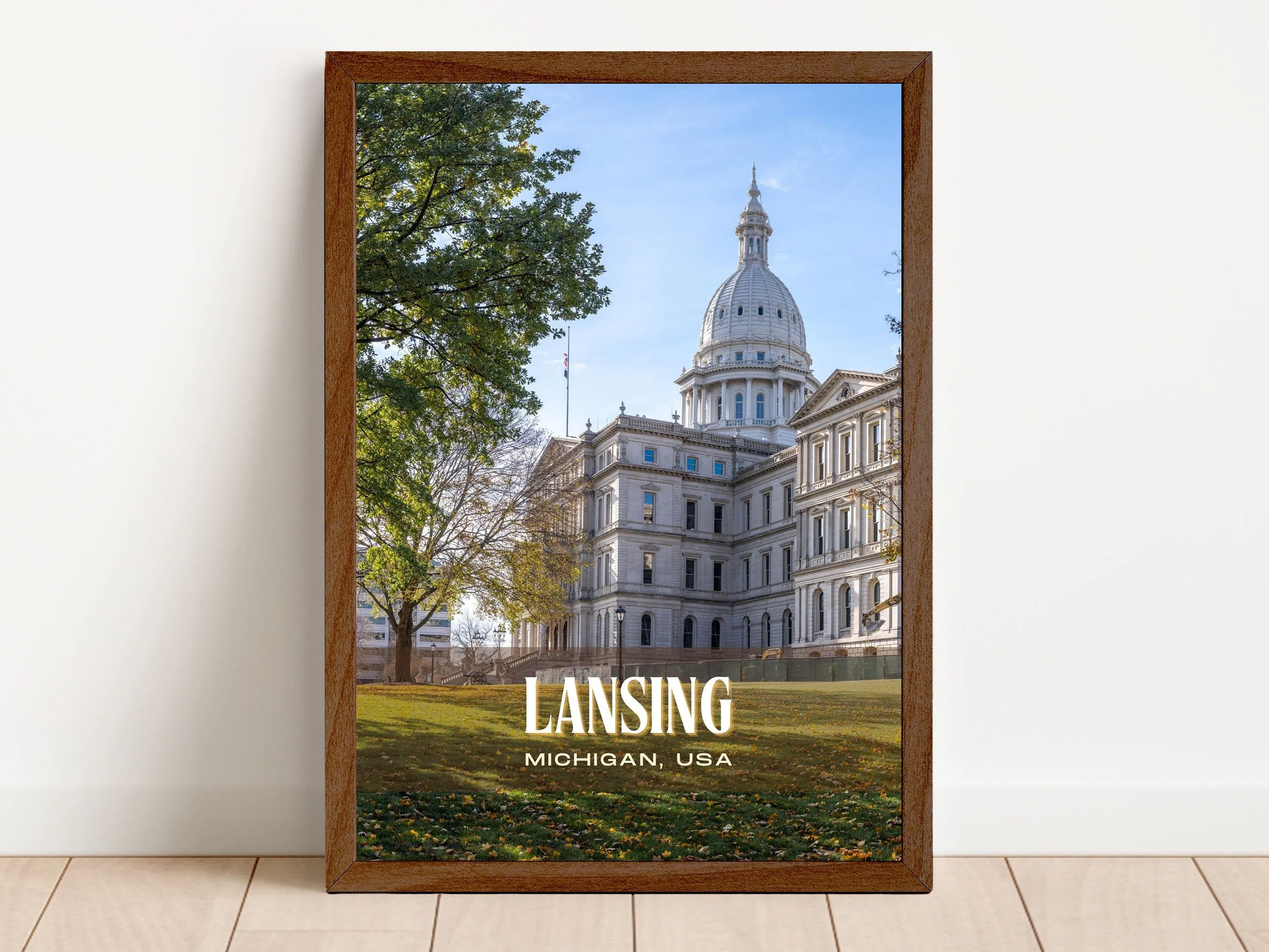 Lansing Retro Wall Art, Michigan, USA