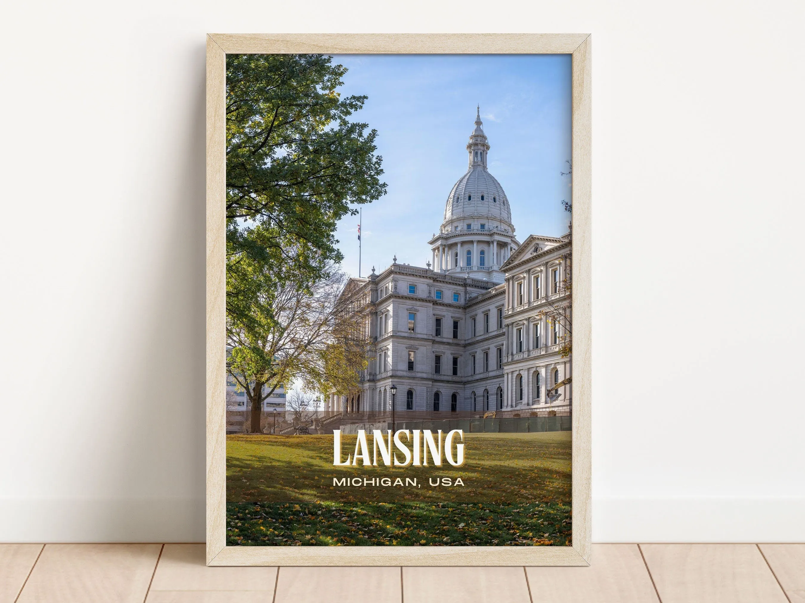 Lansing Retro Wall Art, Michigan, USA