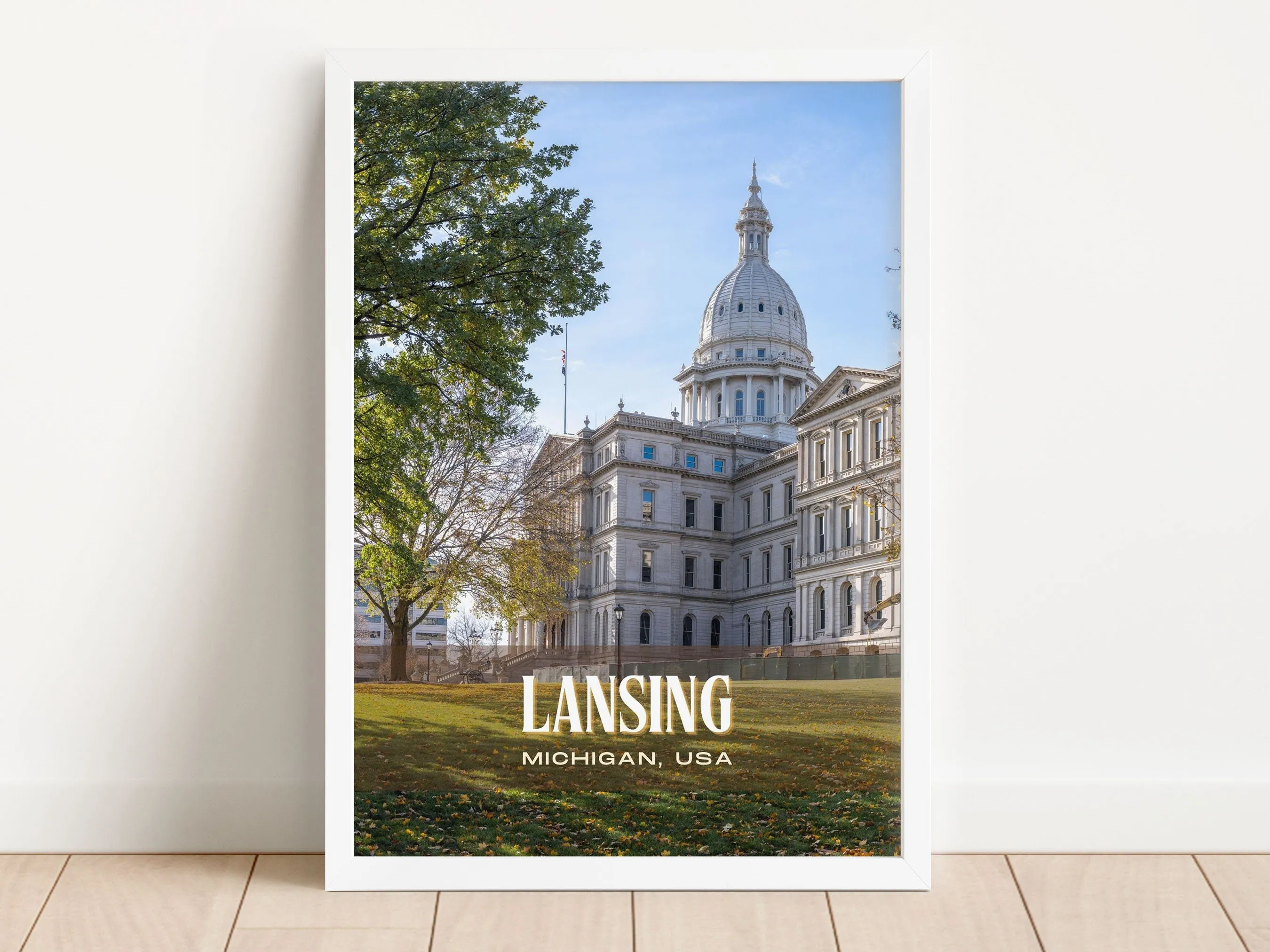 Lansing Retro Wall Art, Michigan, USA