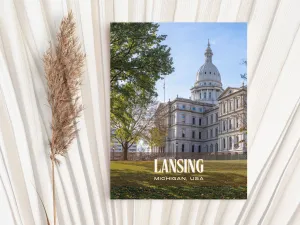 Lansing Retro Wall Art, Michigan, USA