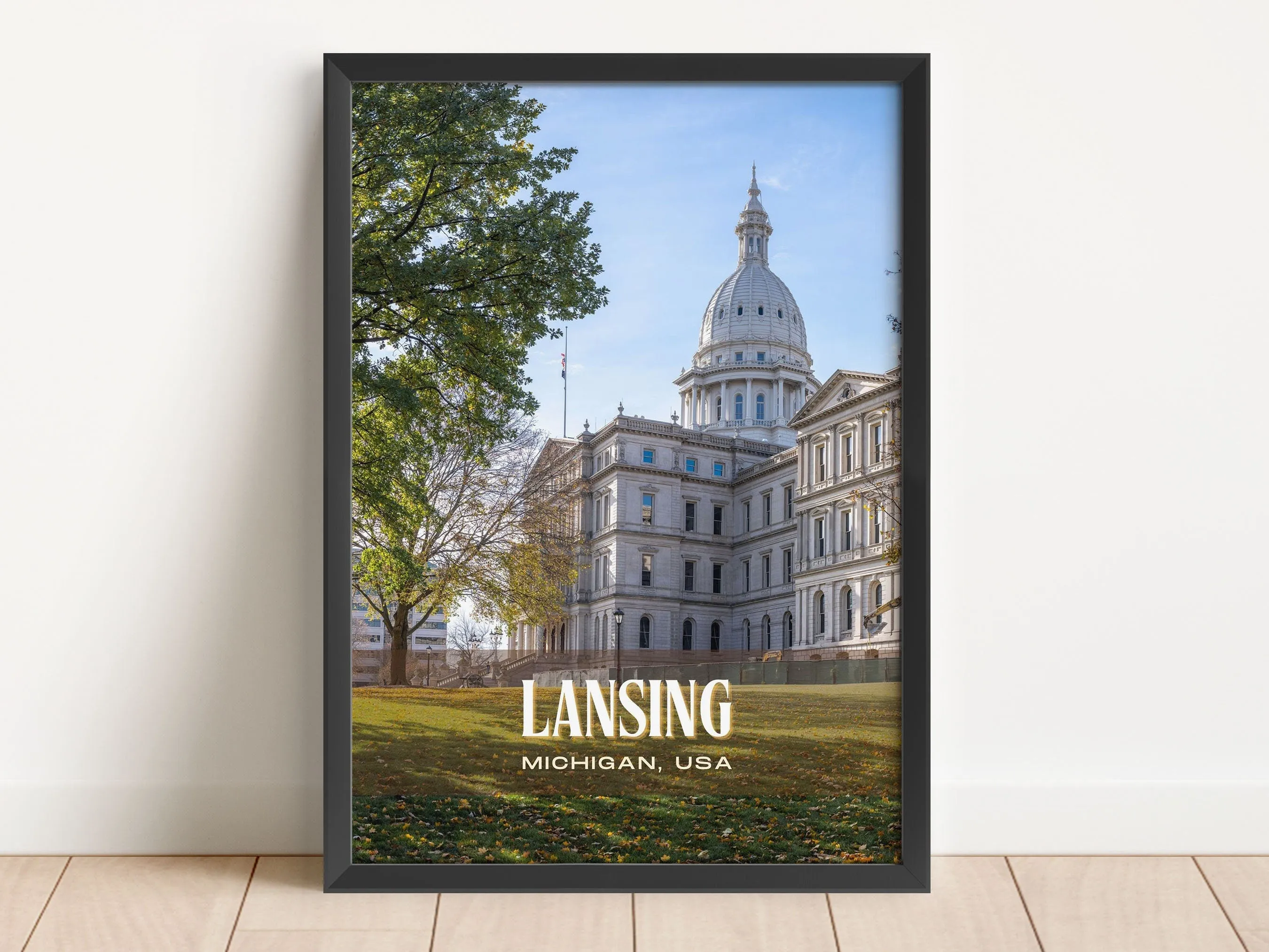 Lansing Retro Wall Art, Michigan, USA