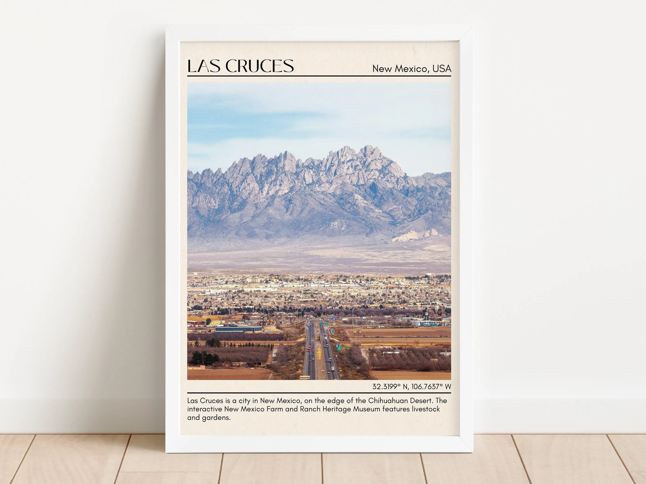 Las Cruces Minimal Wall Art, New Mexico, USA