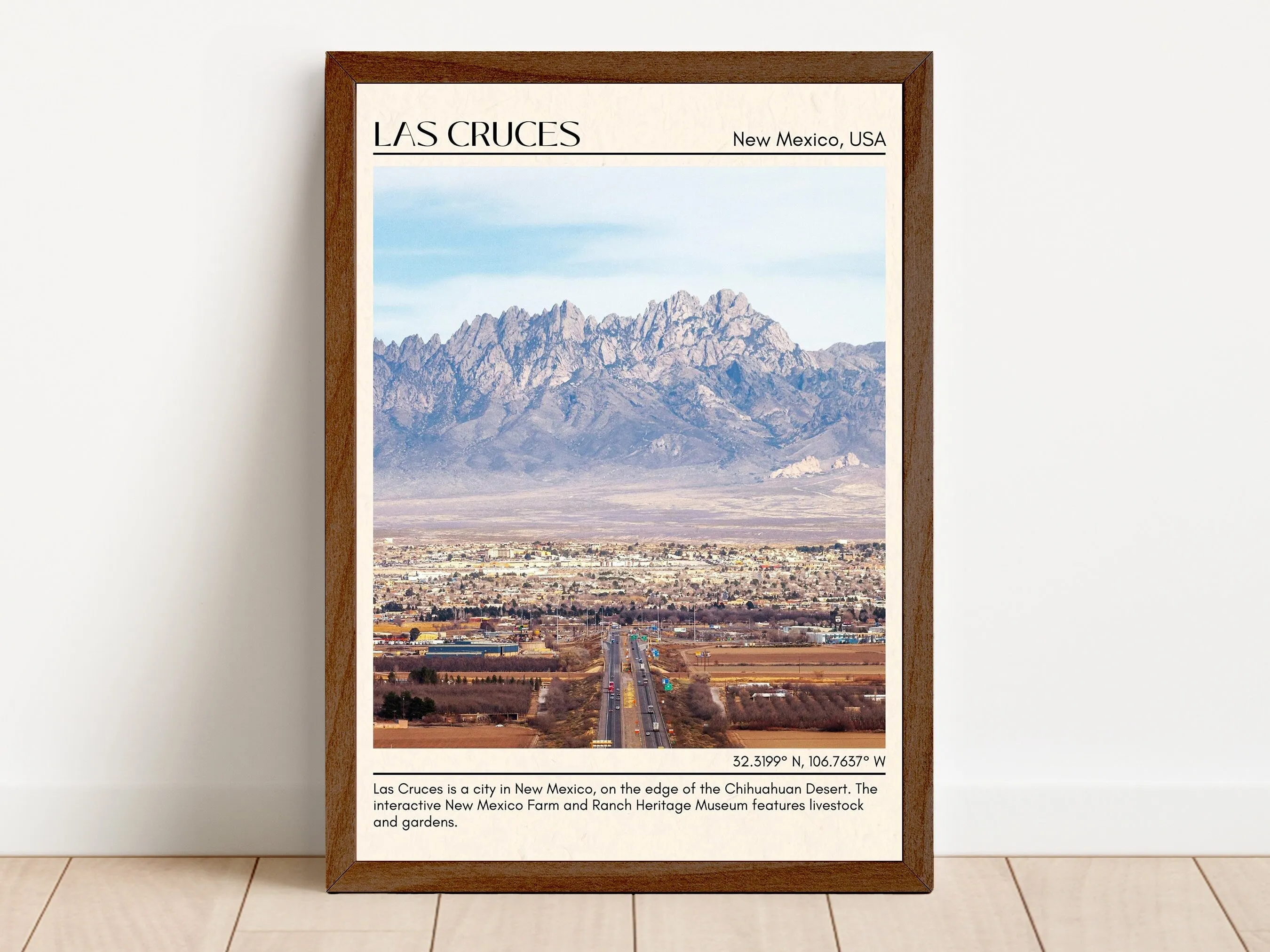 Las Cruces Minimal Wall Art, New Mexico, USA
