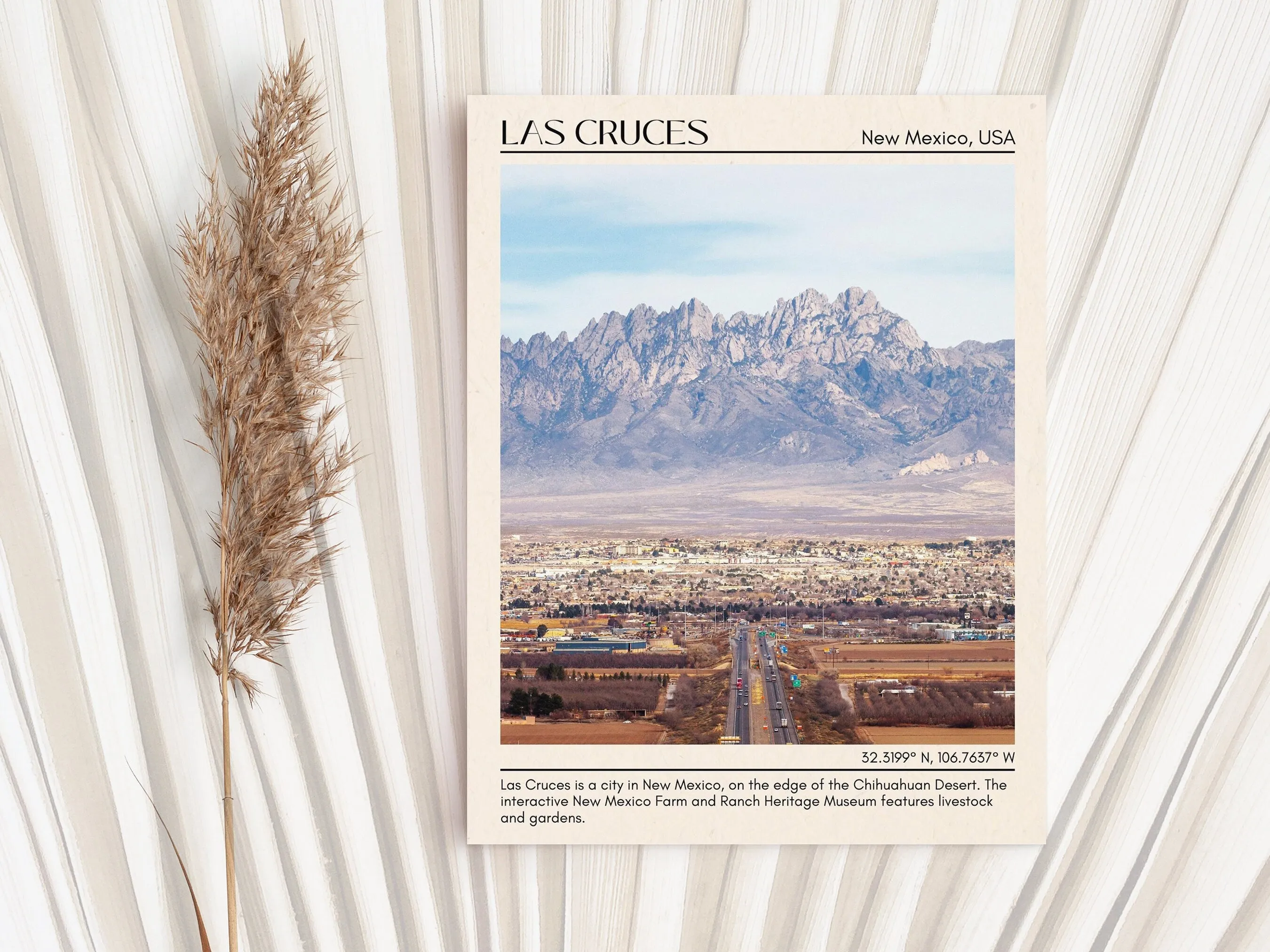 Las Cruces Minimal Wall Art, New Mexico, USA