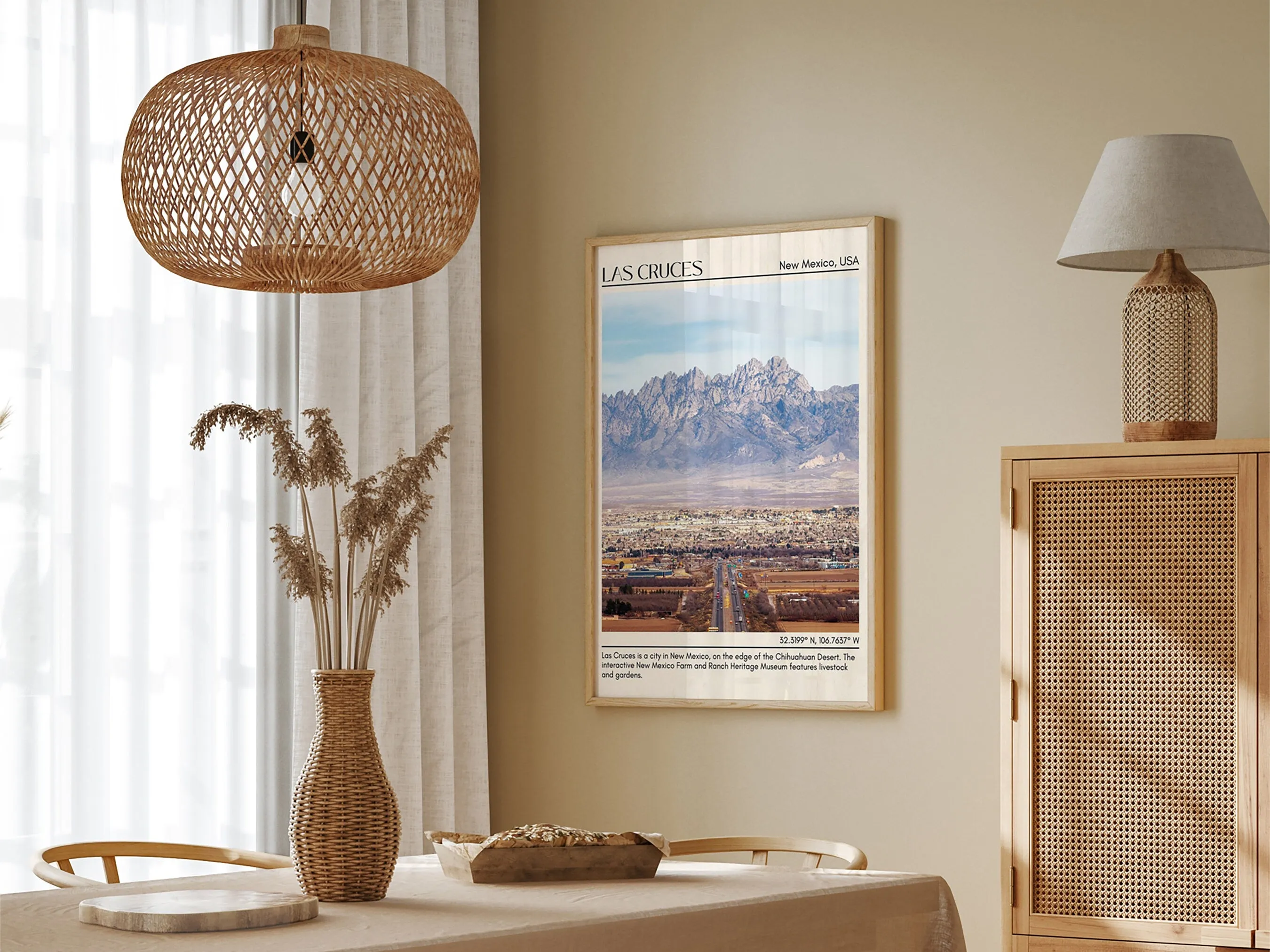 Las Cruces Minimal Wall Art, New Mexico, USA
