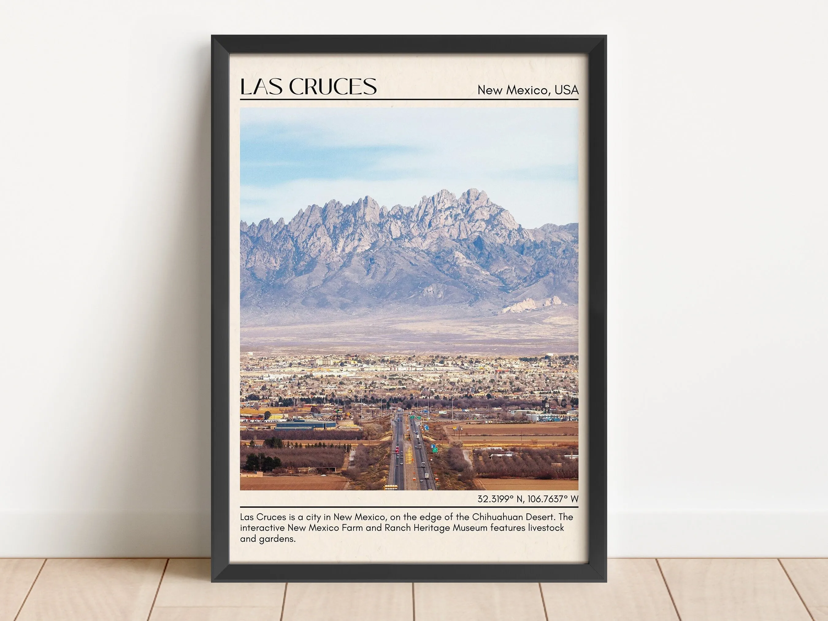 Las Cruces Minimal Wall Art, New Mexico, USA