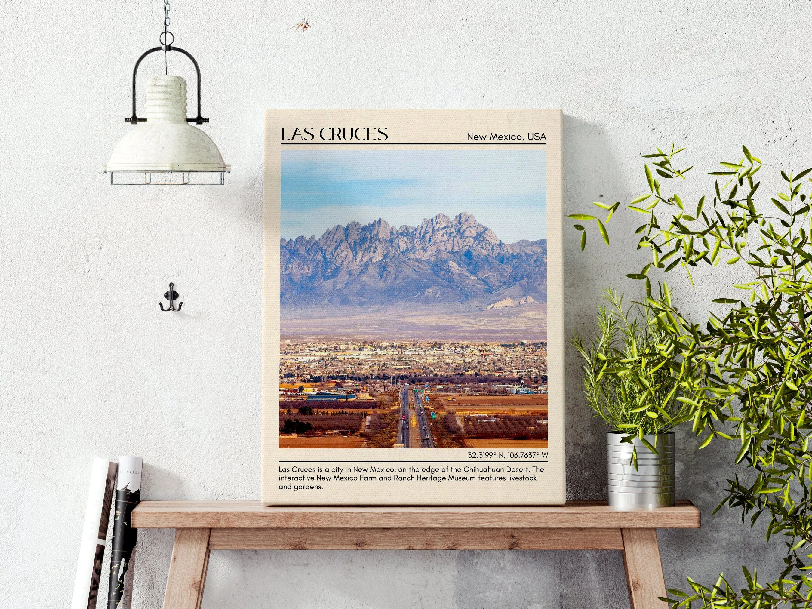 Las Cruces Minimal Wall Art, New Mexico, USA