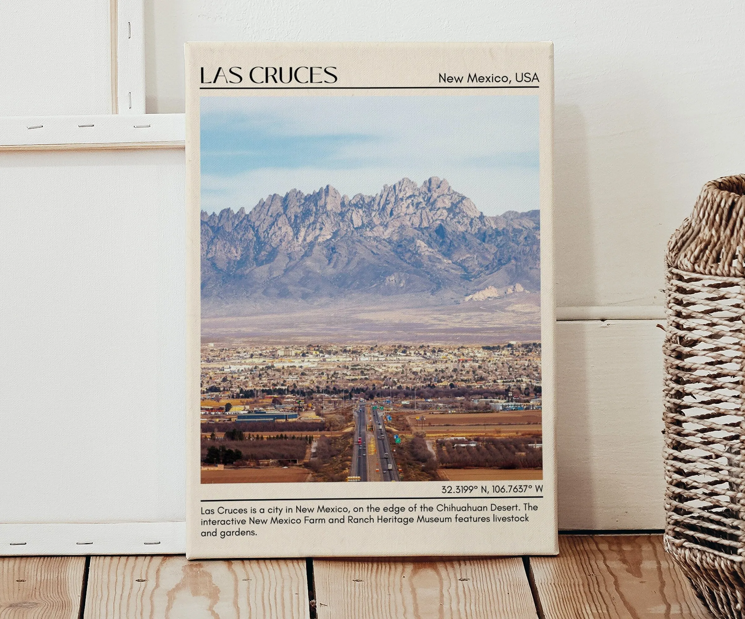 Las Cruces Minimal Wall Art, New Mexico, USA