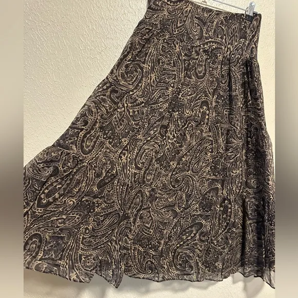 Lauren Ralph Lauren 100% Silk Skirt Boho Lined Size Small