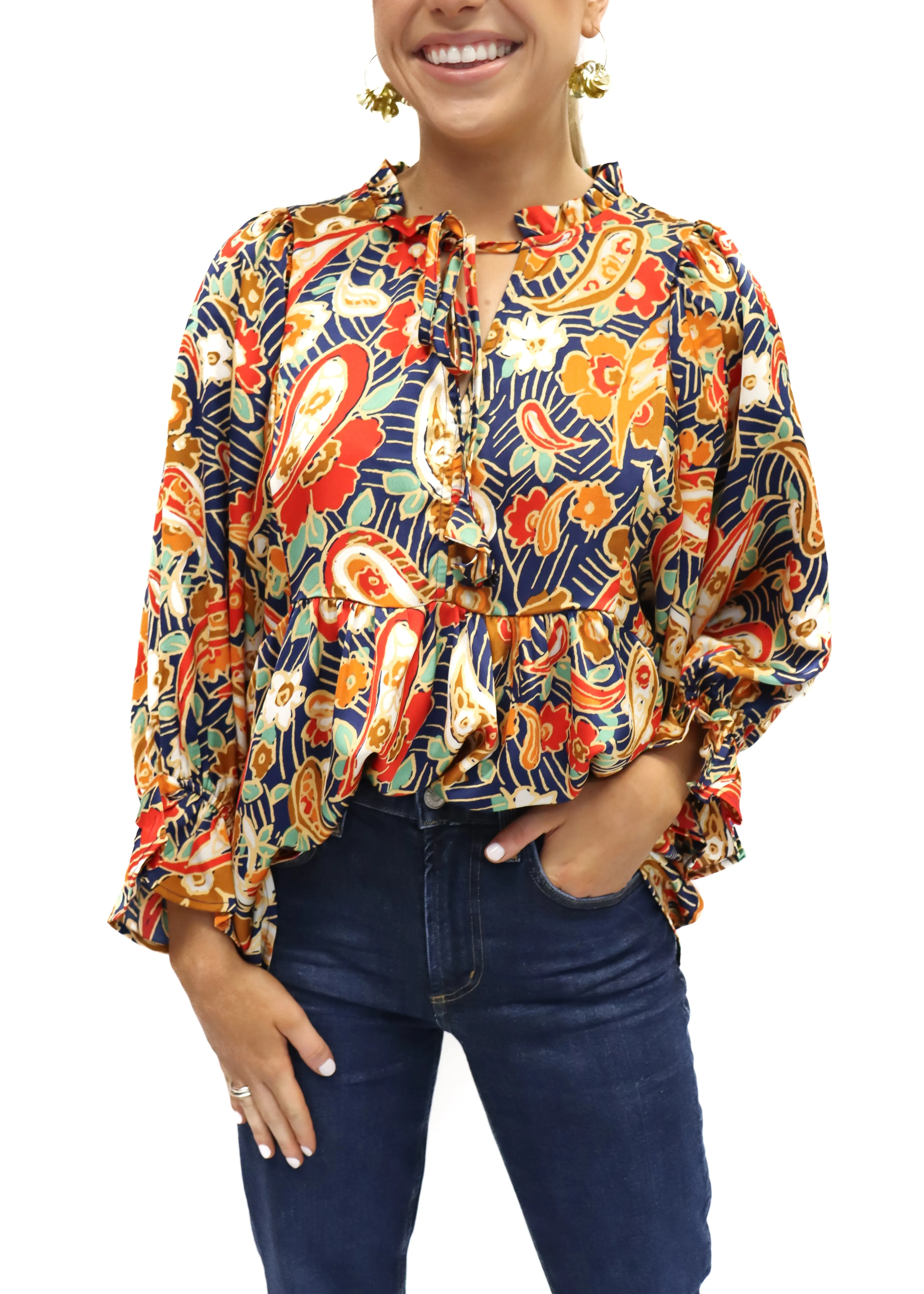 LBLOX Paisley Babydoll Top