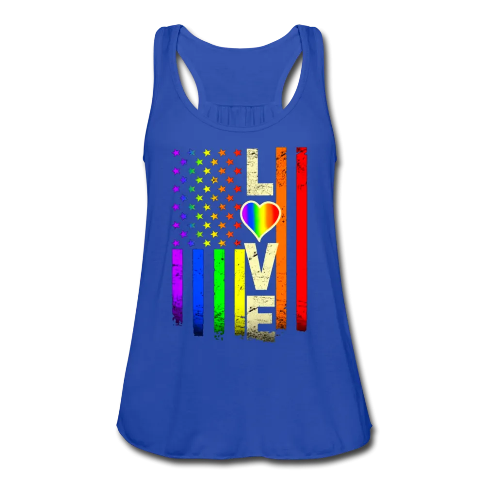 LGBTQ American Rainbow Pride Love Flag Women's Flowy Tank Top