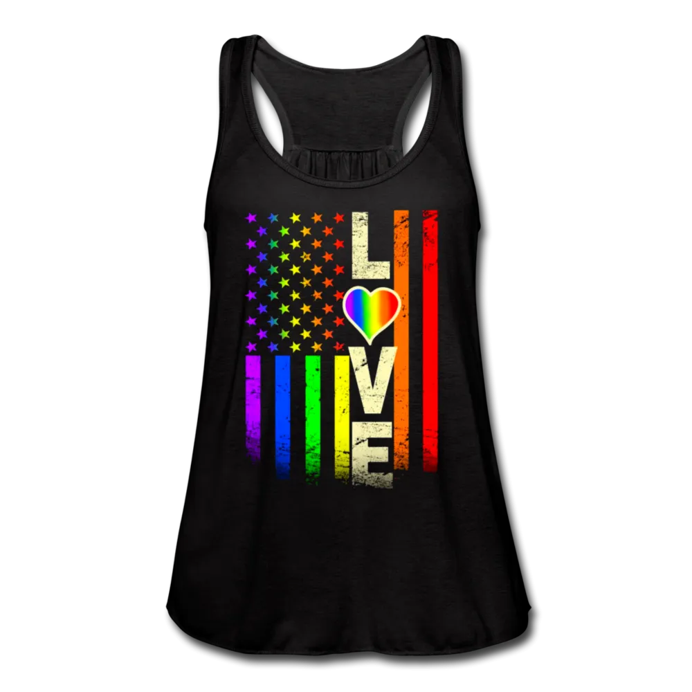 LGBTQ American Rainbow Pride Love Flag Women's Flowy Tank Top