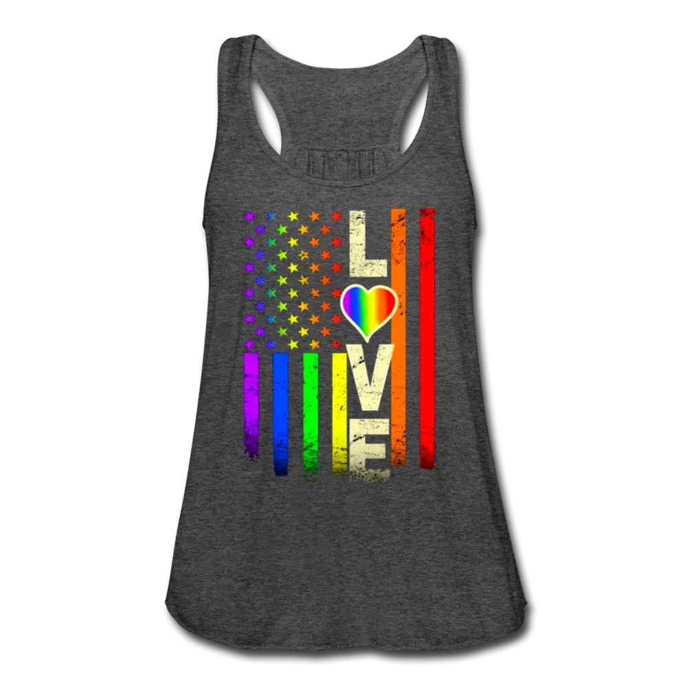 LGBTQ American Rainbow Pride Love Flag Women's Flowy Tank Top